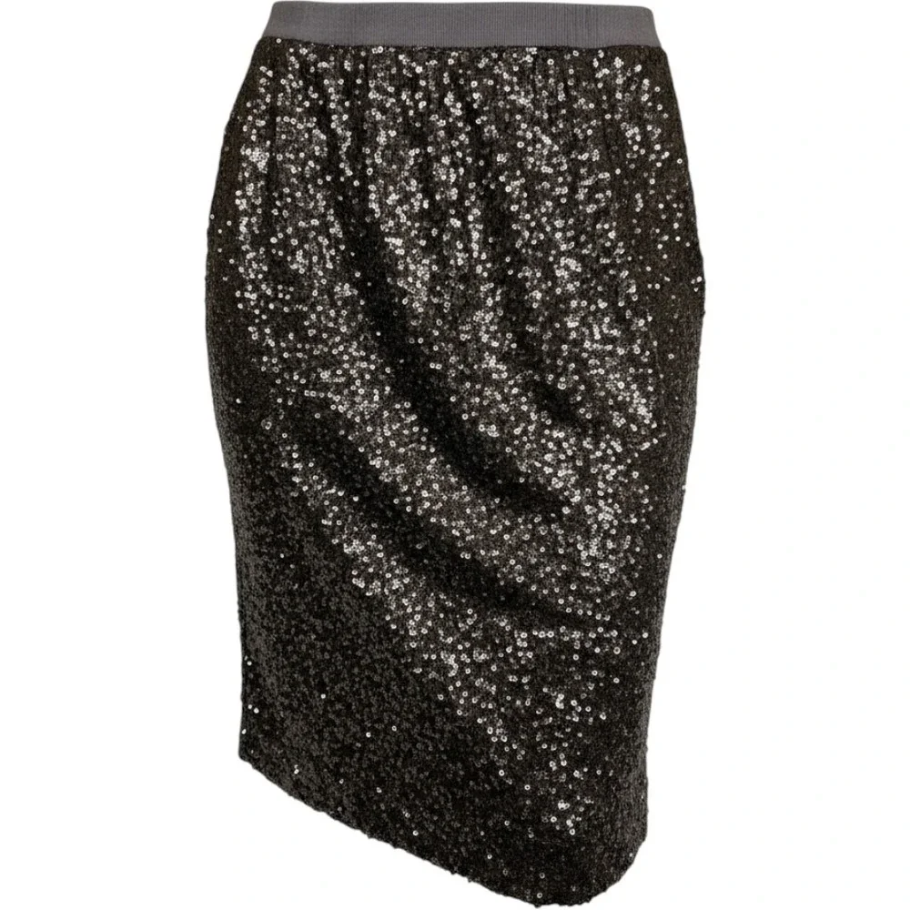 Pure Collection Sequin Pencil Skirt Women 6 Charcoal Gray Sparkle Holiday Party